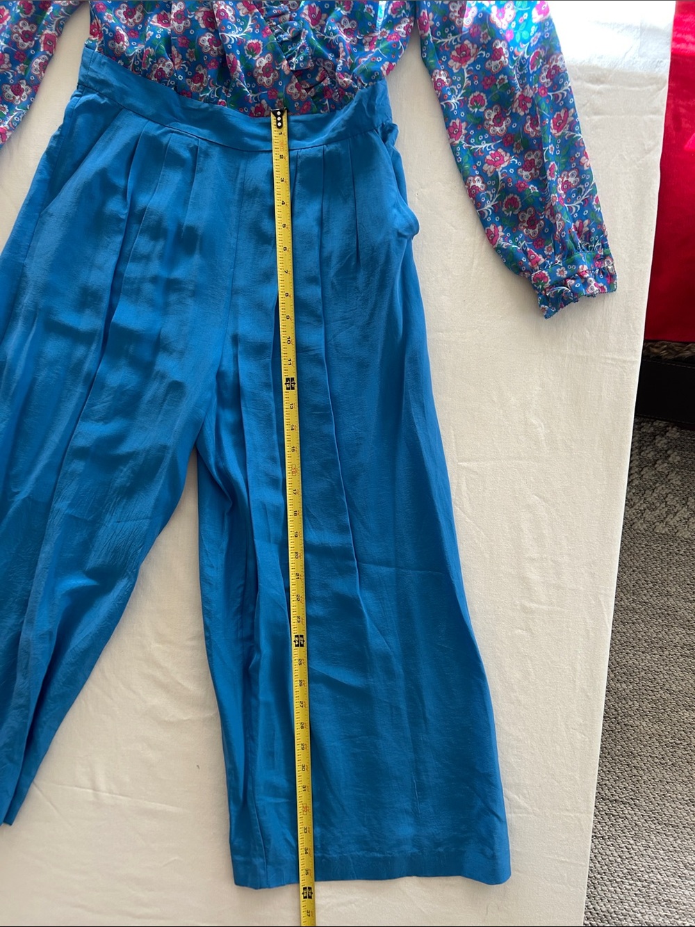 Boden Floral Blue Wide-Leg Jumpsuit Pants - Picture 4 of 11